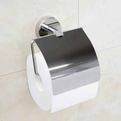 Sanela RVS Accessoires - Closetrolhouder Met Deksel, Glanzend Roestvrij Staal SLZN 09 2 Sanela RVS Accessoires - Closetrolhouder Met Deksel, Glanzend Roestvrij Staal SLZN 09 - Afbeelding 2