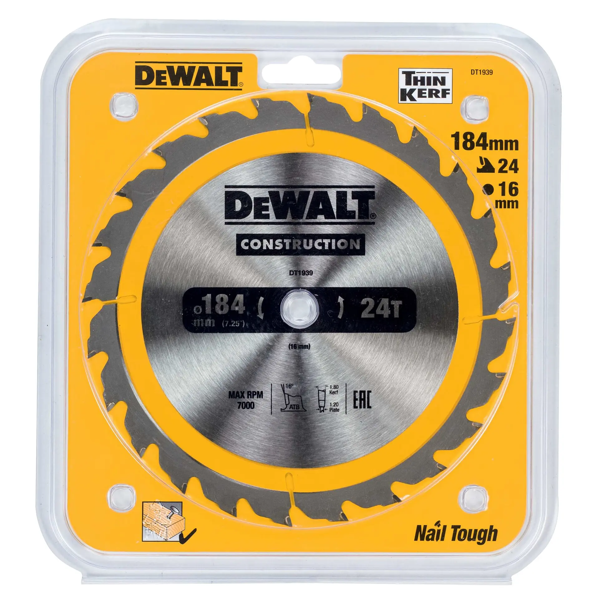 DeWALT Toebehoren - Cirkelzaagblad 184 X 16 Mm, 24 Tanden DT1939 2 DeWALT Toebehoren - Cirkelzaagblad 184 X 16 Mm, 24 Tanden DT1939 - Afbeelding 2