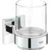 Grohe QuickFix Start Cube - Beker Met Houder, Voor Tandenborstel En Tandpasta, Glas/chroom 41097000