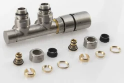 Sapho Twin - Aansluitset Van Thermostatische Ventielen, Middenaansluiting 50 Mm, Geborsteld Rvs CP3520S -Sanitino Winkel b4d7fcc8dcdc42ea3b113287