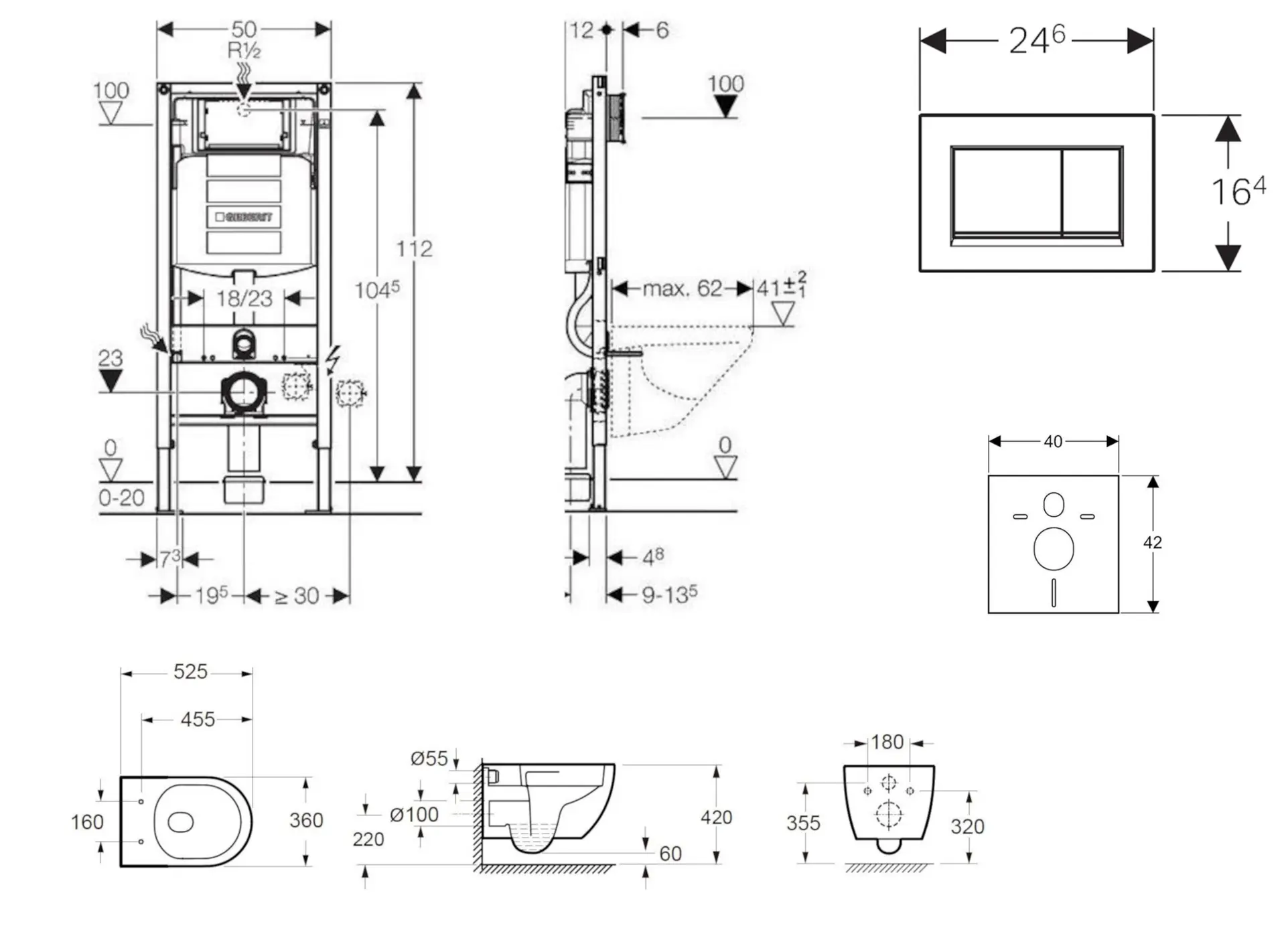 Geberit Duofix - Voorwand Montageset, Oudee Vortex Toilet En Softclose Zitting, Sigma30 Bedieningsplaat, Chroom SANI11CA1147 2 Geberit Duofix - Voorwand Montageset, Oudee Vortex Toilet En Softclose Zitting, Sigma30 Bedieningsplaat, Chroom SANI11CA1147 - Afbeelding 2