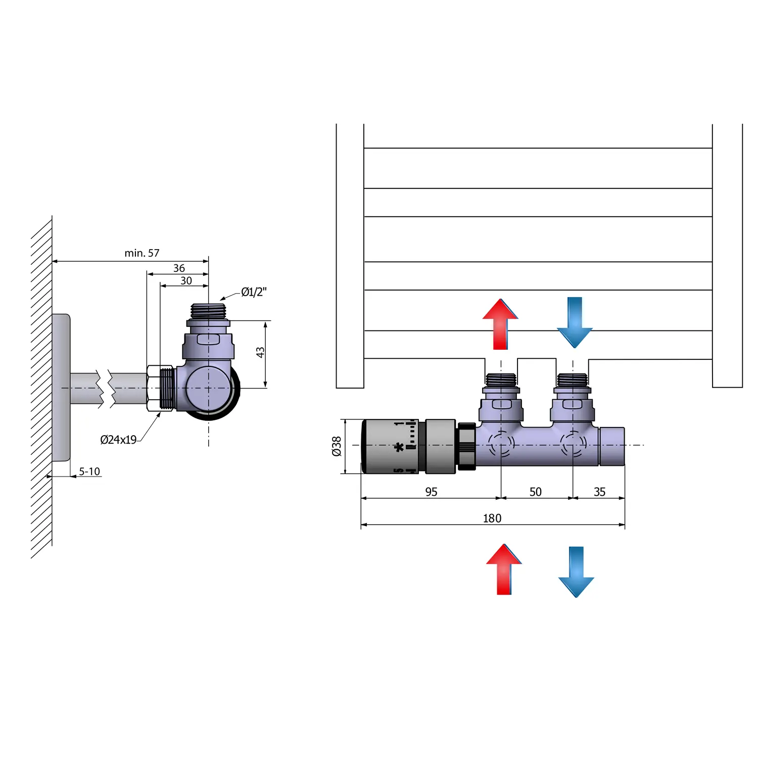 Sapho Twin - Aansluitventielset Voor Middenaansluiting, Hartafstand 50 Mm, Links, Chroom CP3012S 2 Sapho Twin - Aansluitventielset Voor Middenaansluiting, Hartafstand 50 Mm, Links, Chroom CP3012S - Afbeelding 2