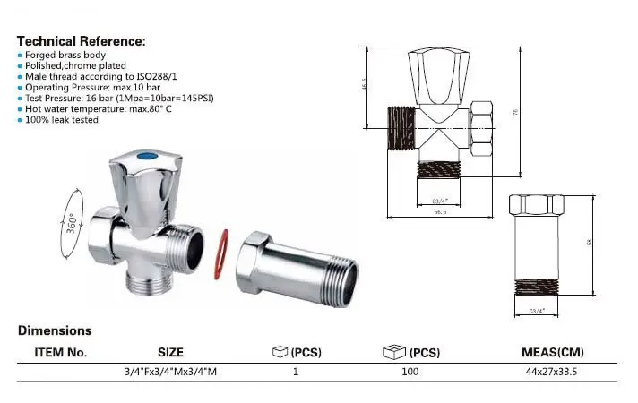 Aqualine Hoekstopkranen - Wasmachinekraan Voor De Wandkraan Is Terug. 3/4"x3/4" Kraan, Chroom 5315 3 Aqualine Hoekstopkranen - Wasmachinekraan Voor De Wandkraan Is Terug. 3/4"x3/4" Kraan, Chroom 5315 - Afbeelding 3