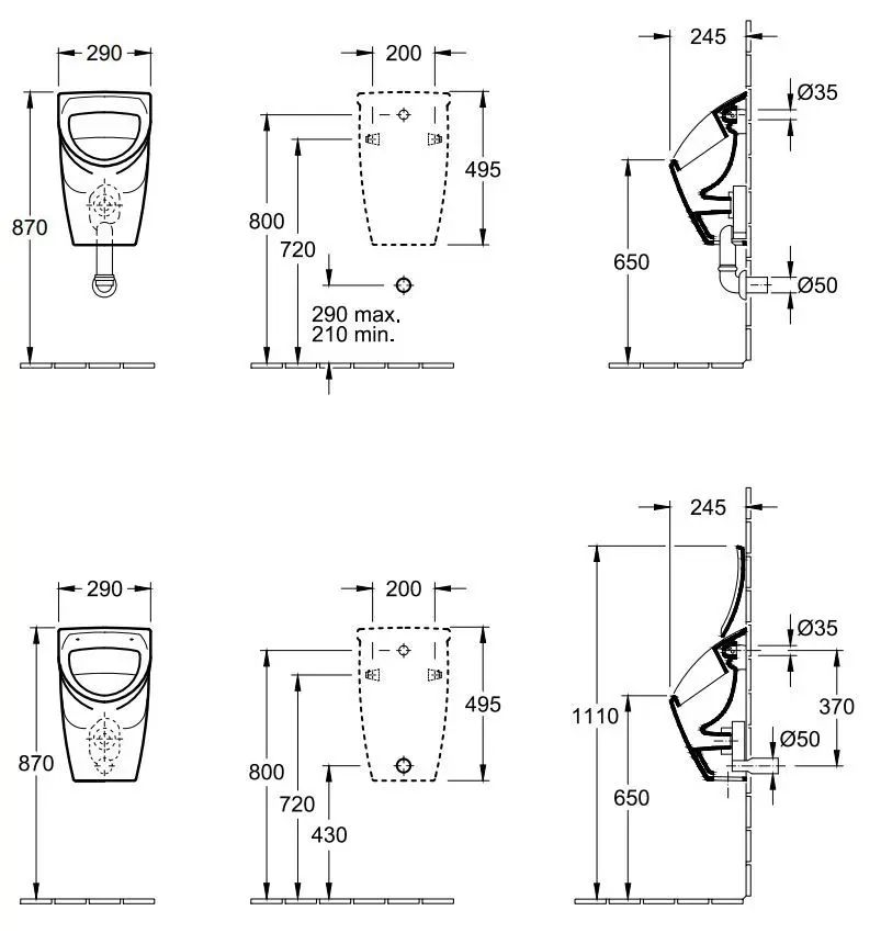 Villeroy & Boch O.novo - Compact Urinoir, Achterzijde, Met Vlieg, Alpine Wit 75570501 2 Villeroy & Boch O.novo - Compact Urinoir, Achterzijde, Met Vlieg, Alpine Wit 75570501 - Afbeelding 2