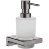 Hansgrohe AddStoris - Zeepdispenser Met Houder, Mat Glas/geborsteld Zwart Chroom 41745340