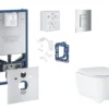 Grohe Rapid SLX - Set Voor Voorwandinstallatie, Closet, SoftClose-zitting, Skate Cosmopolitan-knop En Set Voor Het Inwerpen Van Tabletten, Chroom SANI11BB2131