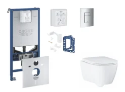Grohe Rapid SLX - Set Voor Voorwandinstallatie, Closet, SoftClose-zitting, Skate Cosmopolitan-knop En Set Voor Het Inwerpen Van Tabletten, Chroom SANI11BB2131