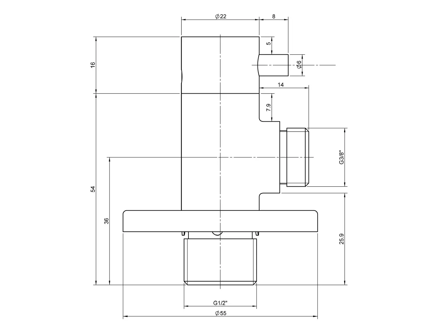Sapho Minimal - Hoekstopkraan Met Rozet, 1/2"x 3/8" Voor Koud Water, Rvs MI058S 2 Sapho Minimal - Hoekstopkraan Met Rozet, 1/2"x 3/8" Voor Koud Water, Rvs MI058S - Afbeelding 2