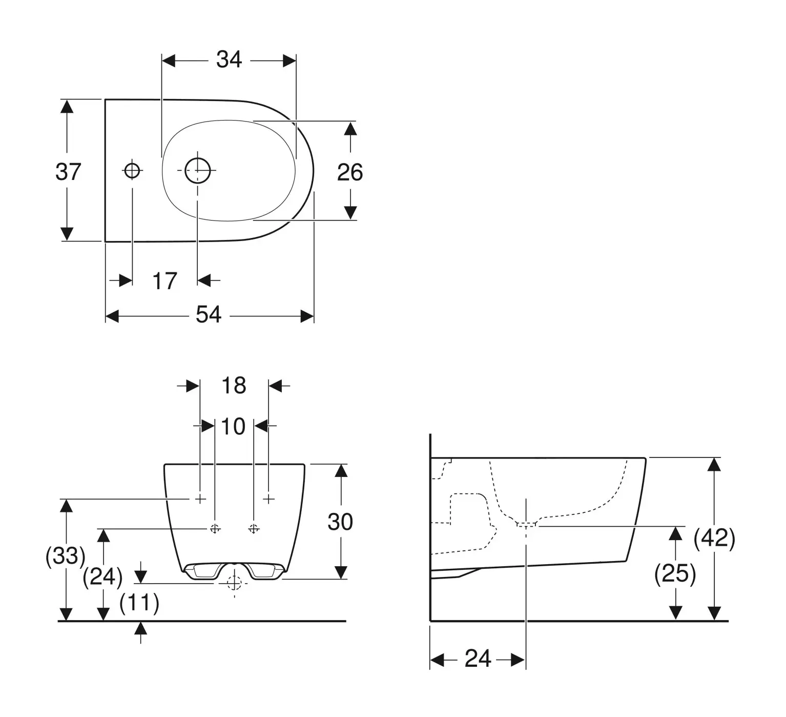 Geberit ONE - Wandbidet, Met Verborgen Overloop, Met Kraangat, Alpine Wit 500.690.JT.1 2 Geberit ONE - Wandbidet, Met Verborgen Overloop, Met Kraangat, Alpine Wit 500.690.JT.1 - Afbeelding 2