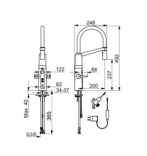 Hansa Fit - Hybrid Elektronische Keukenkraan, Elektronische Stopkraan, Zwart/chroom 65262213 2 Hansa Fit - Hybrid Elektronische Keukenkraan, Elektronische Stopkraan, Zwart/chroom 65262213 - Afbeelding 2
