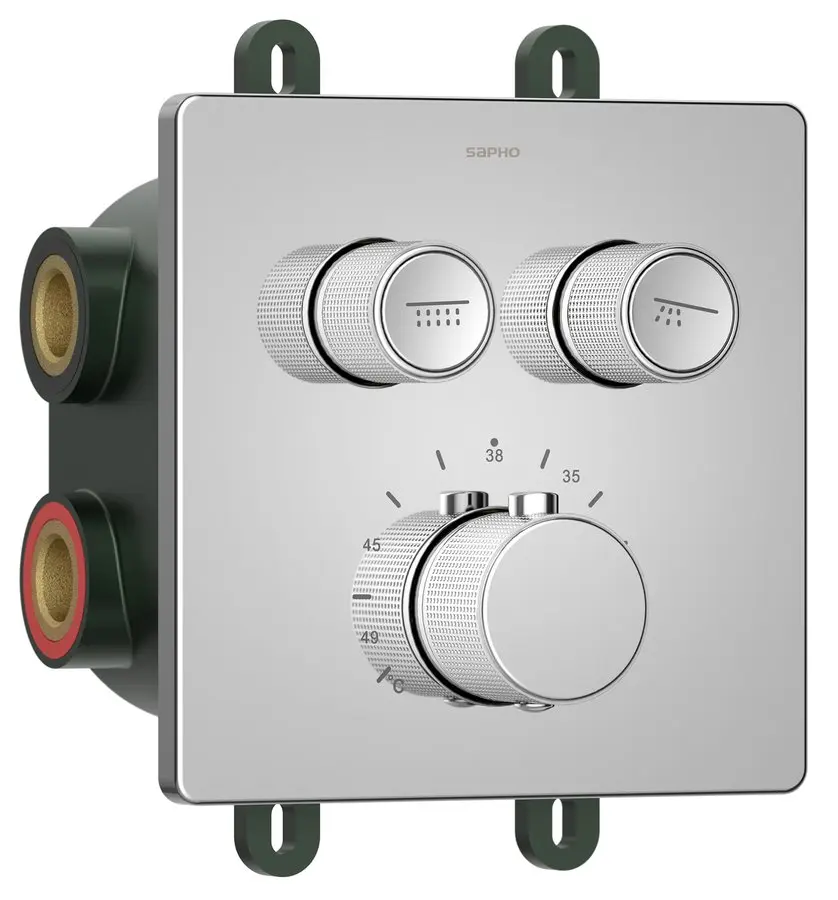 Sapho Smart Select - Thermostatische Douchekraan Voor 2 Functies, Met Inbouwdeel, Chroom RP042 1 Sapho Smart Select - Thermostatische Douchekraan Voor 2 Functies, Met Inbouwdeel, Chroom RP042