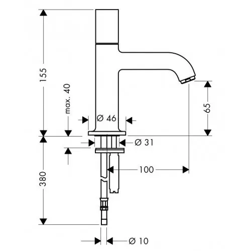 Axor Uno - Staande Kraan, Geborsteld Nikkel 38130820 2 Axor Uno - Staande Kraan, Geborsteld Nikkel 38130820 - Afbeelding 2