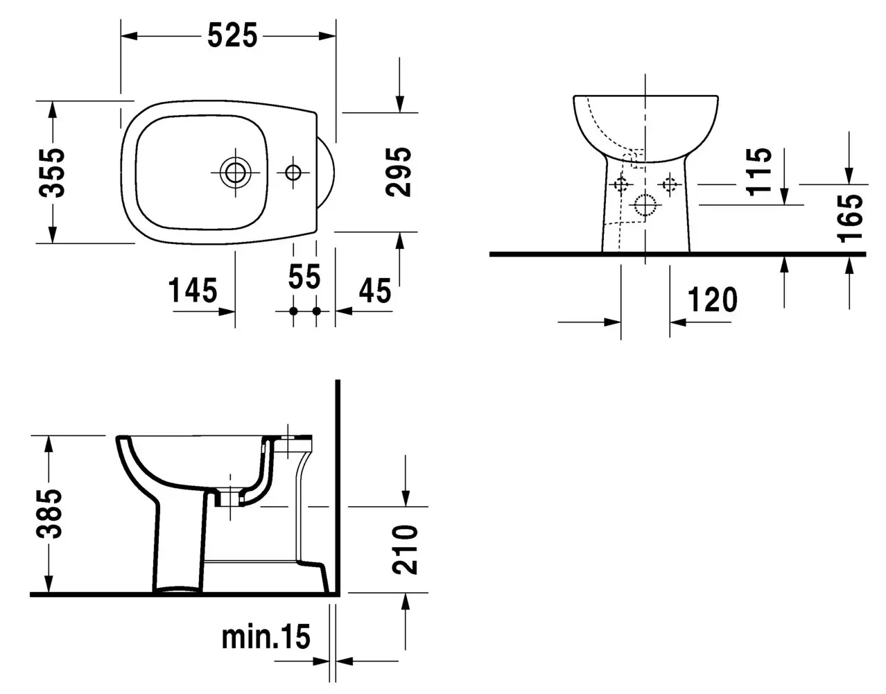Duravit D-Code - Staande Bidet, Wit 22371000002 2 Duravit D-Code - Staande Bidet, Wit 22371000002 - Afbeelding 2