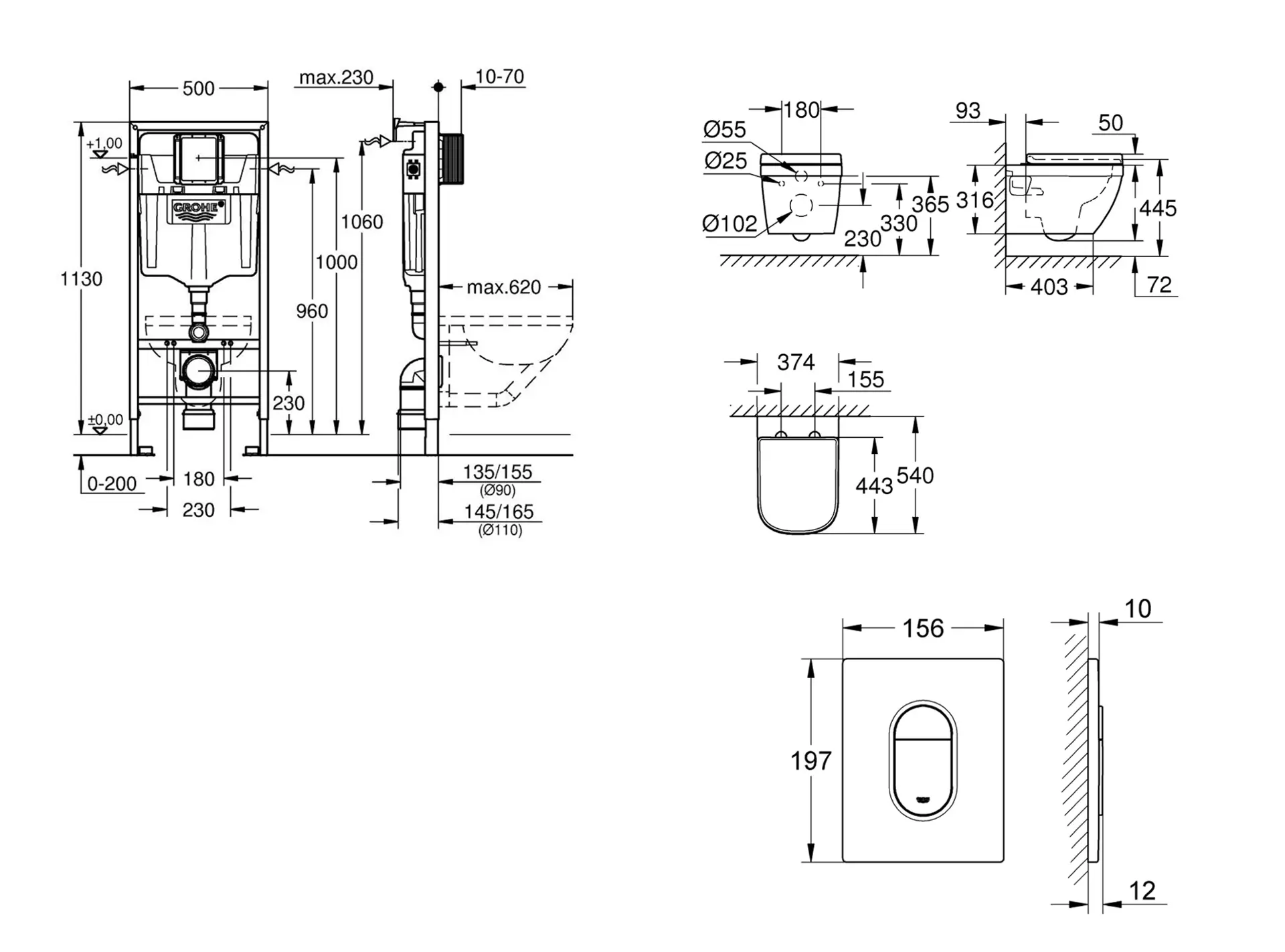 Grohe Rapid SL - Set Voor Inbouwinstallatie, Toilet, SoftClose Zitting En Arena Cosmopolitan Knop, Alpenwit SANI11BB3126 2 Grohe Rapid SL - Set Voor Inbouwinstallatie, Toilet, SoftClose Zitting En Arena Cosmopolitan Knop, Alpenwit SANI11BB3126 - Afbeelding 2