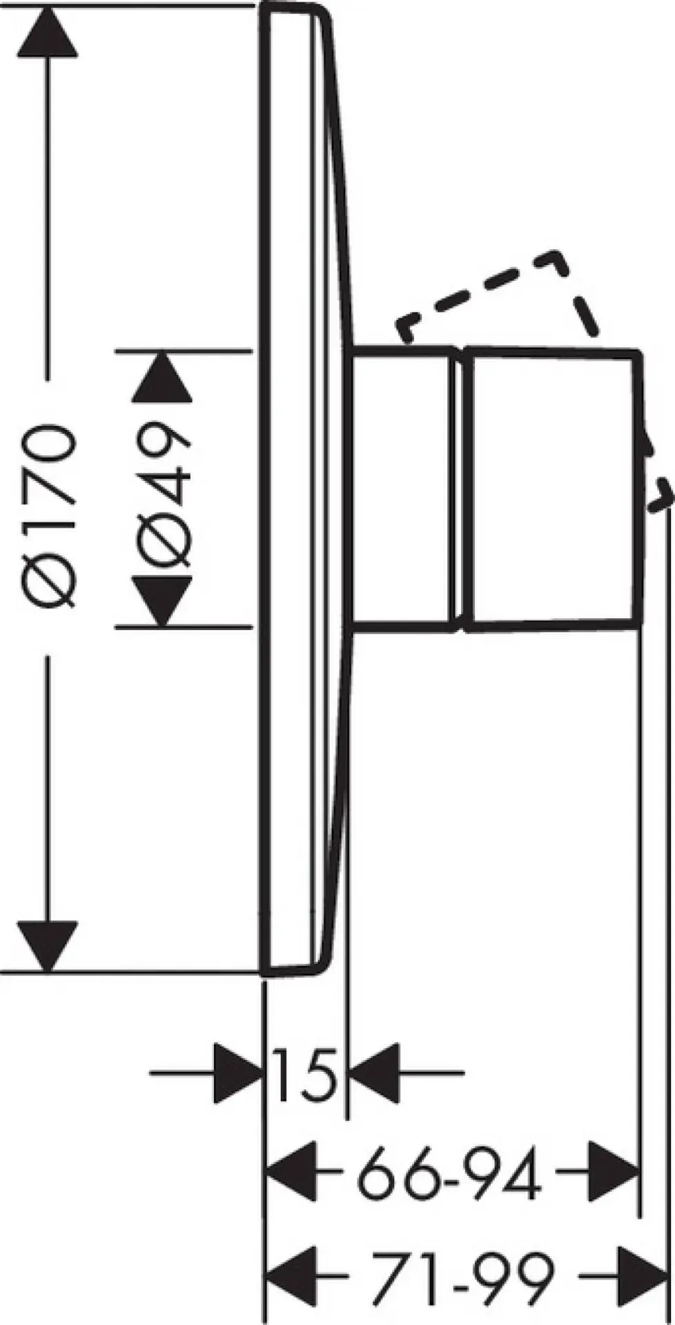 Axor Uno - Afdekset Douchekraan Met Zero Greep, Chroom 45605000 2 Axor Uno - Afdekset Douchekraan Met Zero Greep, Chroom 45605000 - Afbeelding 2