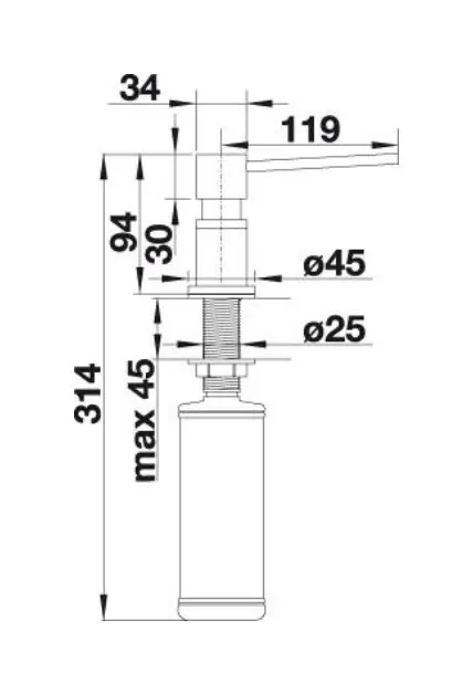 Blanco Accessoires - Lato Afwasmiddel Dispenser, Gray Rock/chroom 525817 2 Blanco Accessoires - Lato Afwasmiddel Dispenser, Gray Rock/chroom 525817 - Afbeelding 2