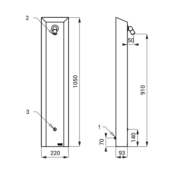 Sanela RVS-douchepanelen - Roestvrijstalen Douchepaneel Met Geïntegreerde Piëzobesturing, Voor 1 Waterstraal, 24 V SLSN 01P 2 Sanela RVS-douchepanelen - Roestvrijstalen Douchepaneel Met Geïntegreerde Piëzobesturing, Voor 1 Waterstraal, 24 V SLSN 01P - Afbeelding 2