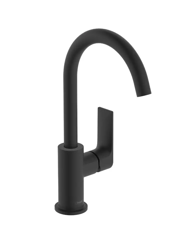 Hansgrohe Rebris E - Wastafelkraan Met Afvoer En Draaibare Uitloop, Mat Zwart 72576670 1 Hansgrohe Rebris E - Wastafelkraan Met Afvoer En Draaibare Uitloop, Mat Zwart 72576670