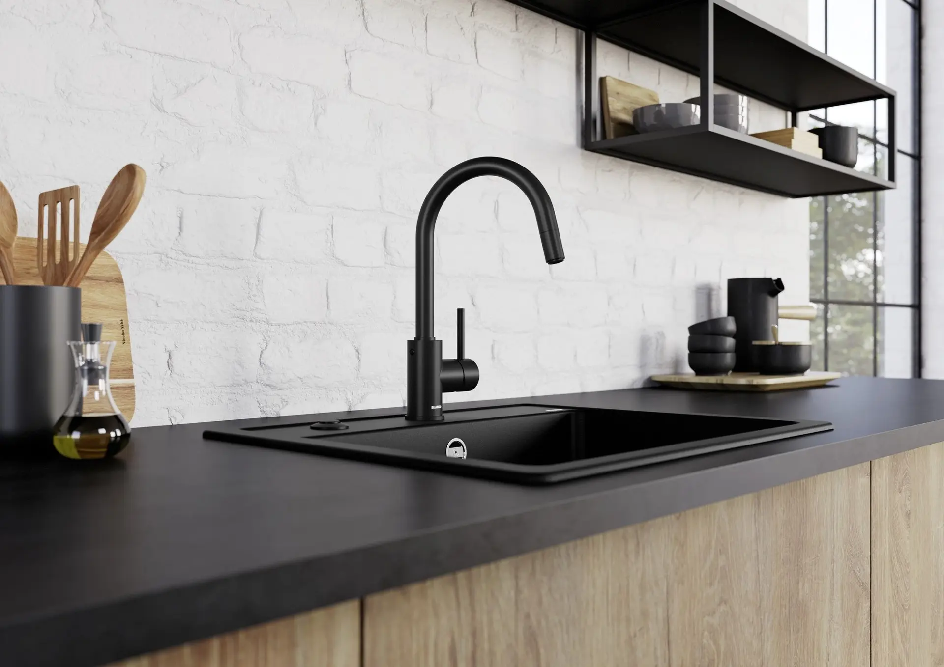 Blanco Mida S - Keukenkraan Met Uittrekbare Sproeikop, Mat Zwart 526653 3 Blanco Mida S - Keukenkraan Met Uittrekbare Sproeikop, Mat Zwart 526653 - Afbeelding 3