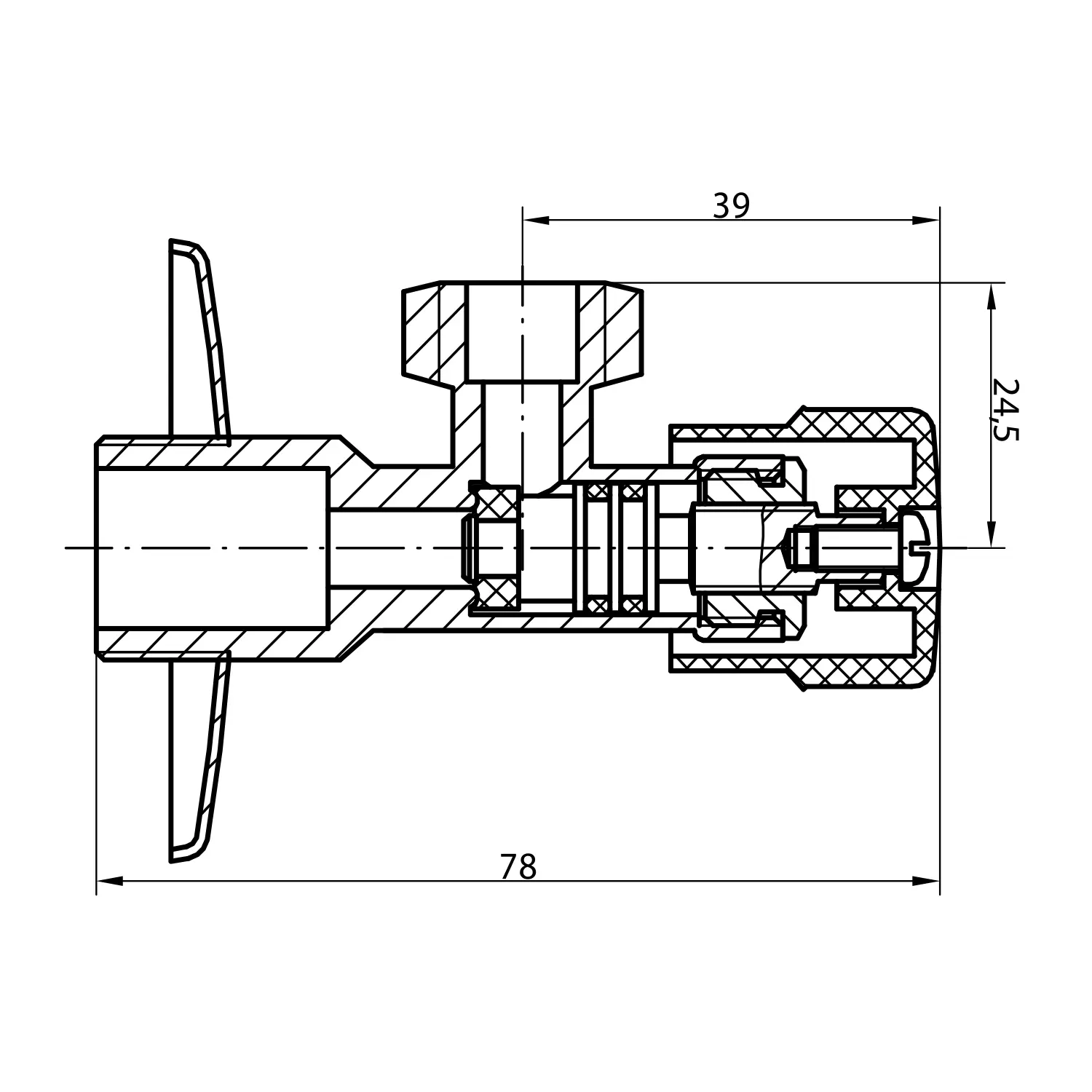 Aqualine Multiturn - Hoekventiel 1/2x3/8, Zonder Moer, Chroom 5316 2 Aqualine Multiturn - Hoekventiel 1/2x3/8, Zonder Moer, Chroom 5316 - Afbeelding 2