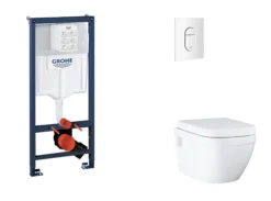 Grohe Rapid SL - Set Voor Inbouwinstallatie, Toilet, SoftClose Zitting En Arena Cosmopolitan Knop, Alpenwit SANI11BB3126