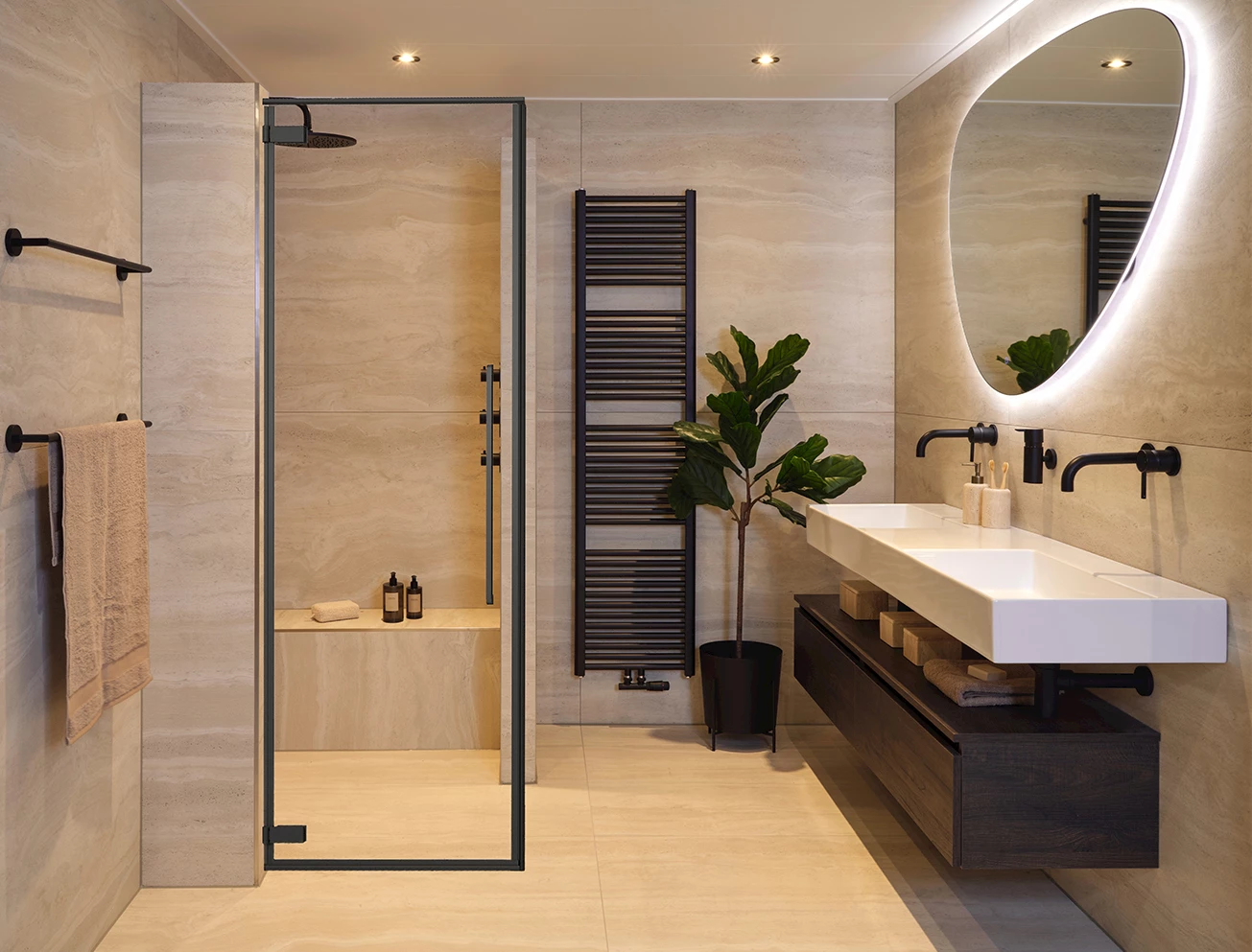 Sanitino Winkel -Sanitino Winkel complete badkamer travertin retreat travertin tegels