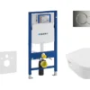 Geberit Duofix - Inbouwreservoir Voor Hangend Toilet Met SIGMA01 Bedieningsknop, Glanzend Chroom + Villeroy Boch - Hangend Toilet En Wc-bril, DirectFlush, SoftClose, CeramicPlus 111.300.00.5 NB2
