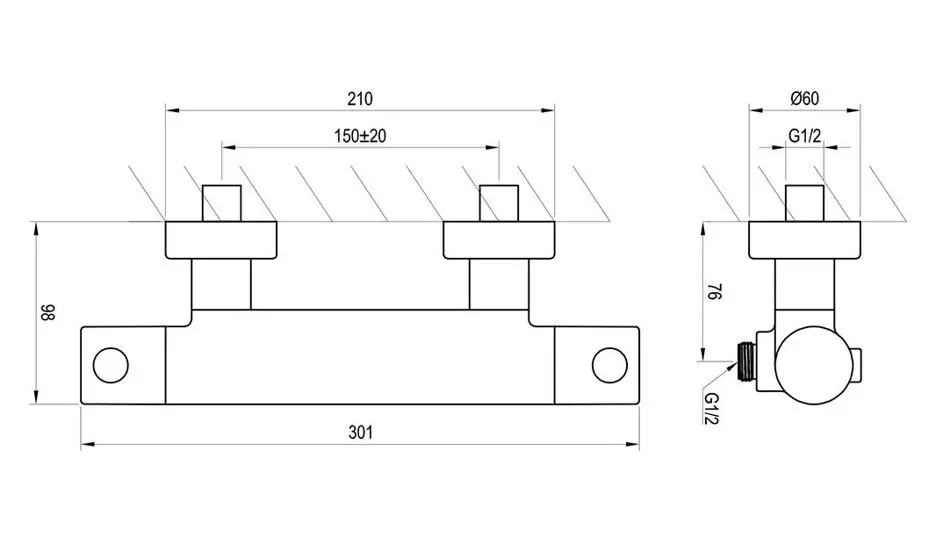 Ravak Puri - Thermostatische Douchekraan, Mat Zwart X070188 2 Ravak Puri - Thermostatische Douchekraan, Mat Zwart X070188 - Afbeelding 2