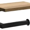 Sapho Ska - Toiletpapierhouder, Met Plankje, Zwart/eikenhout SKA421
