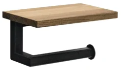 Sapho Ska - Toiletpapierhouder, Met Plankje, Zwart/eikenhout SKA421