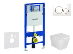 Geberit Duofix - Voorwand Montageset, Toilet Arkas I Met Softclose Zitting, Sigma20 Bedieningsplaat, Wit/verguld SANI11CA3154