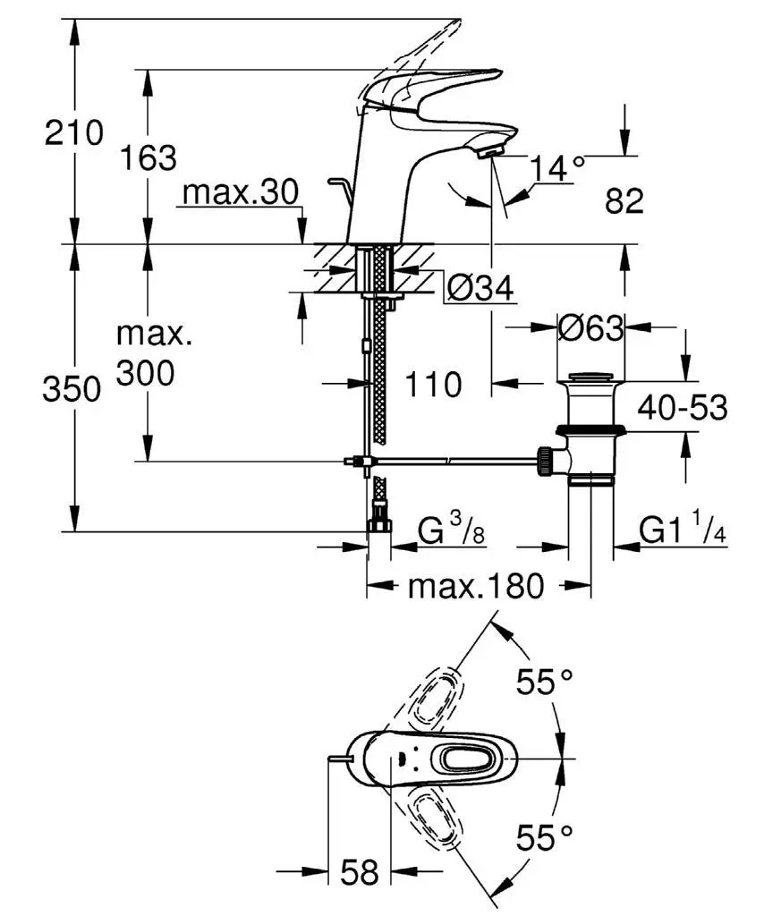 Grohe Eurostyle - Wastafelkraan S, Moon White/chroom 33558LS3 2 Grohe Eurostyle - Wastafelkraan S, Moon White/chroom 33558LS3 - Afbeelding 2