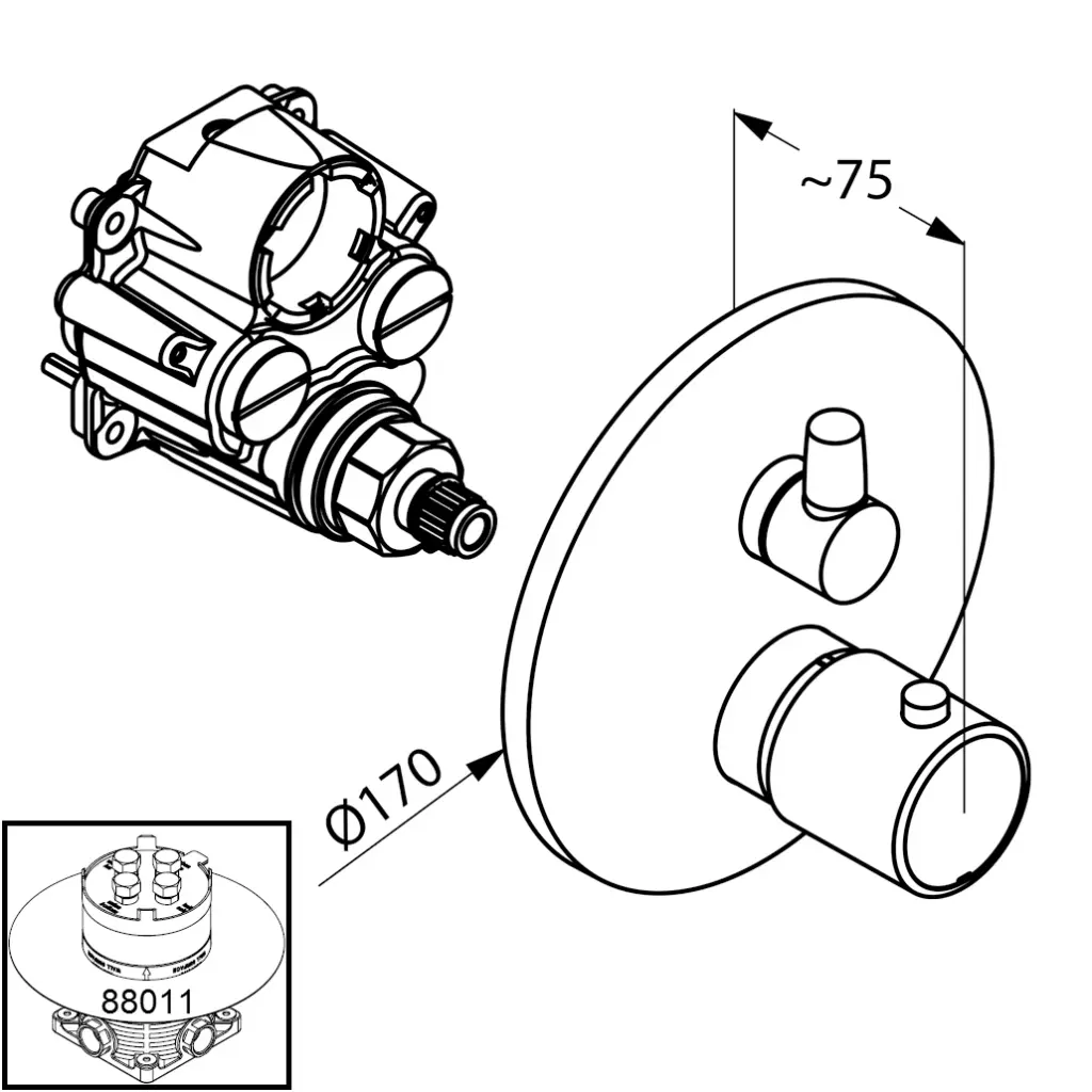 Kludi Zenta - Afdekset Badthermostaat, Chroom 388300545 2 Kludi Zenta - Afdekset Badthermostaat, Chroom 388300545 - Afbeelding 2