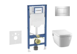 Geberit Duofix - Voorwand Montageset, TECEone Toilet En Softclose Zitting, Sigma30 Bedieningsplaat, Glanzend Chroom/mat Chroom SANI11CT1105