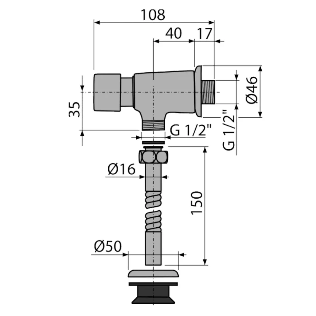 Alcadrain Toilet Accessoires - Urinoirdrukspoeler, Chroom ATS001 2 Alcadrain Toilet Accessoires - Urinoirdrukspoeler, Chroom ATS001 - Afbeelding 2