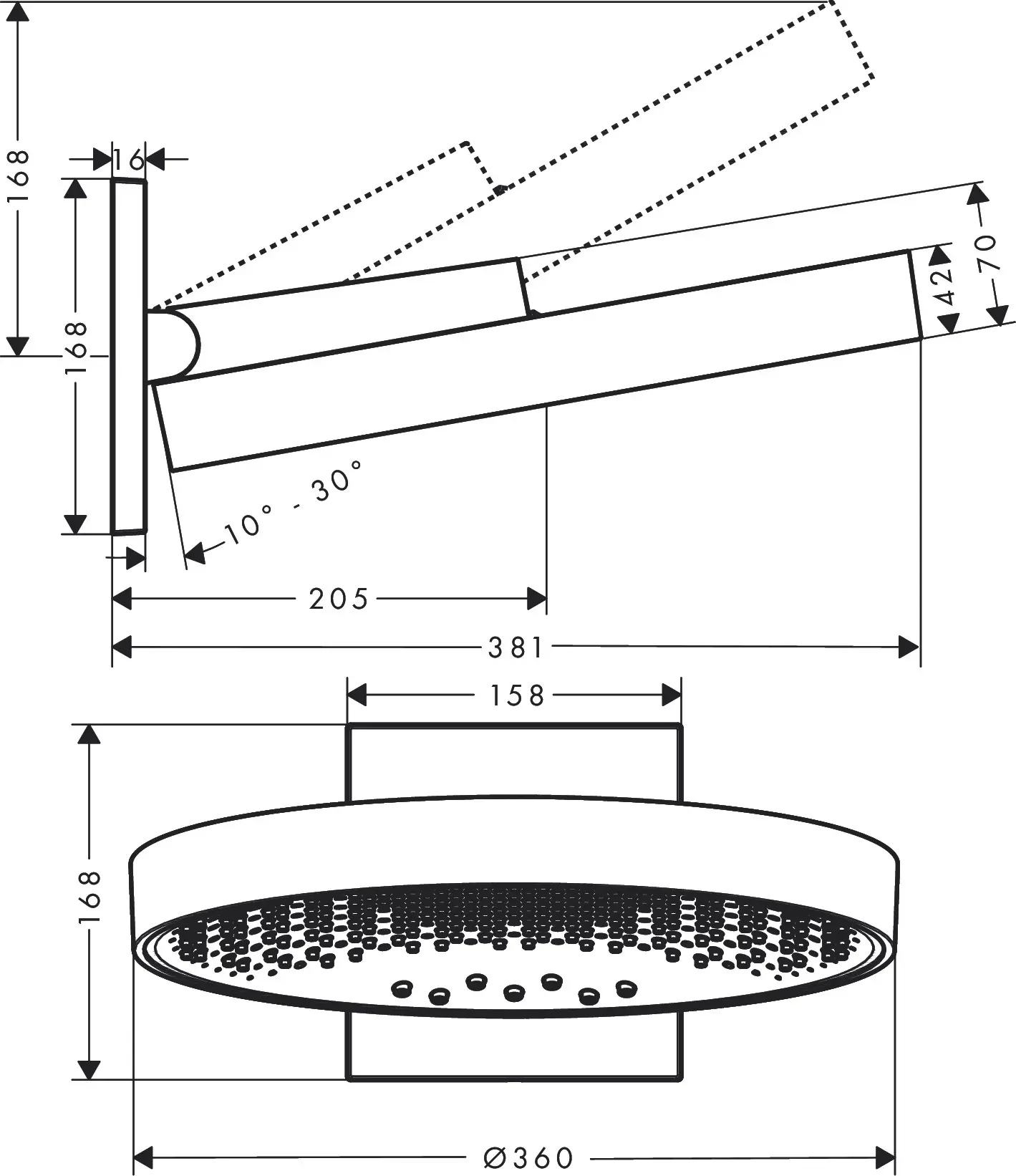 Hansgrohe Rainfinity - Hoofddouche 360 Met Douchearm, 3jet, Chroom 26234000 2 Hansgrohe Rainfinity - Hoofddouche 360 Met Douchearm, 3jet, Chroom 26234000 - Afbeelding 2