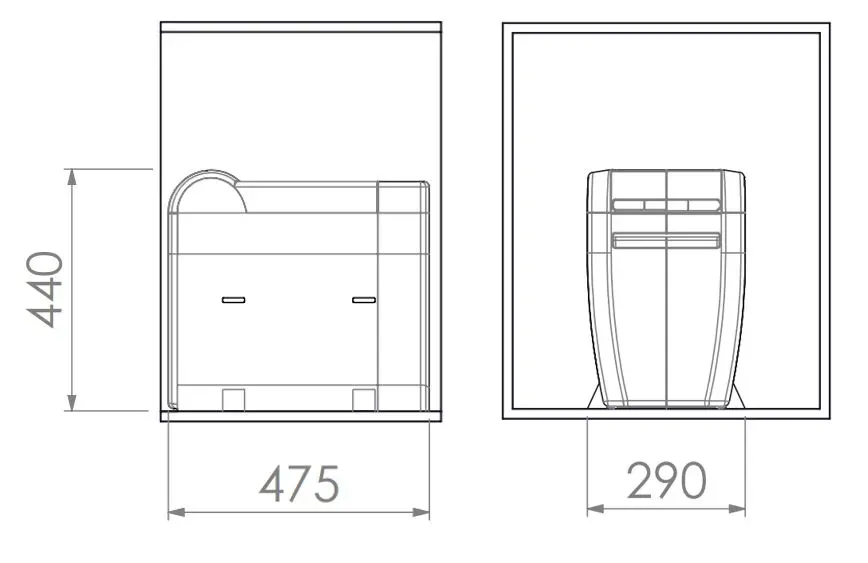 Elletipi City - Ingebouwde Afvalbak, Verdeeld, 24 L PTA 3045C 2 Elletipi City - Ingebouwde Afvalbak, Verdeeld, 24 L PTA 3045C - Afbeelding 2