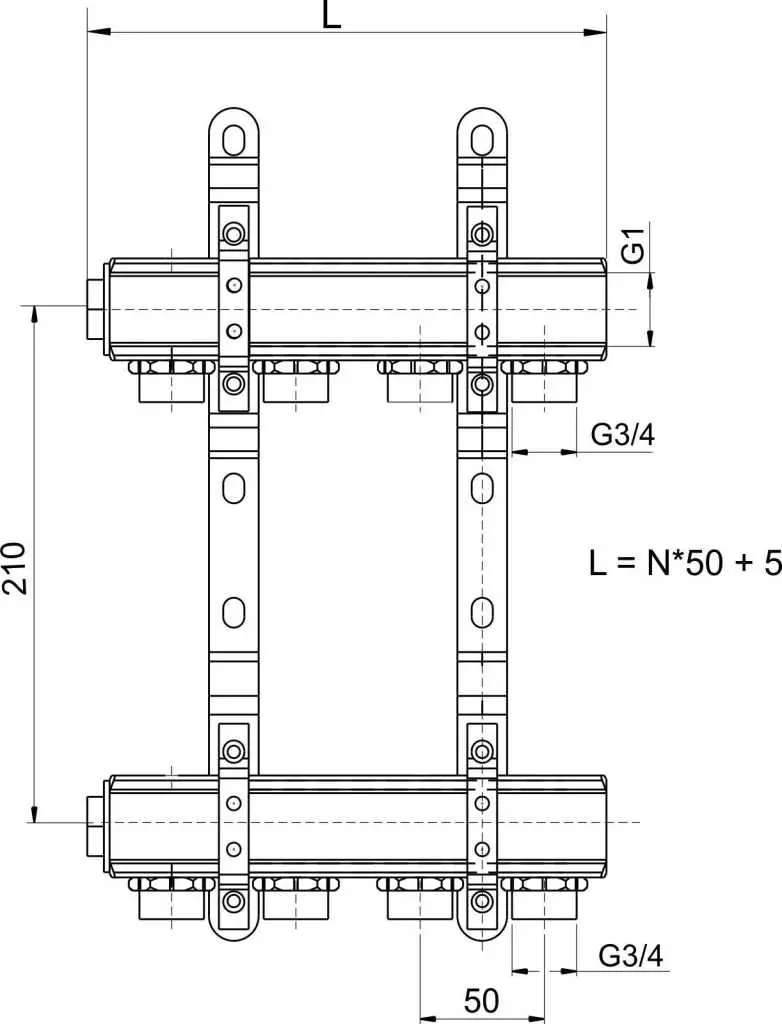 Novaservis Installatie Toebehoren - Verdeler Met Enkelzijdige G1" Schroefaansluiting, 9 Circuits RPN09 2 Novaservis Installatie Toebehoren - Verdeler Met Enkelzijdige G1" Schroefaansluiting, 9 Circuits RPN09 - Afbeelding 2