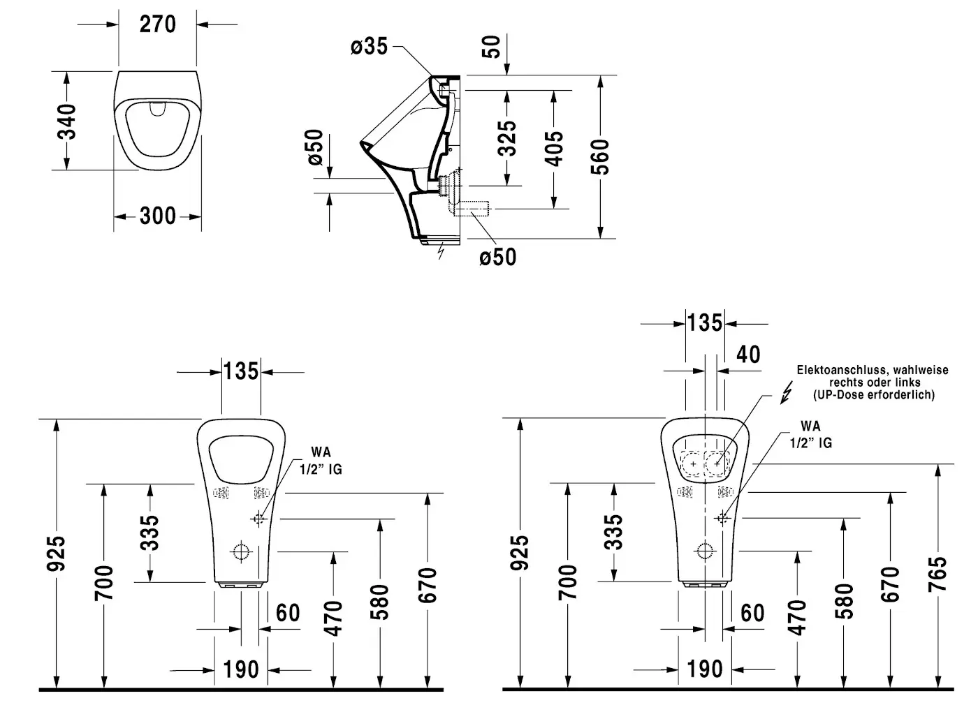 Duravit DuraStyle - Urinoir, Elektrische Bediening, Afval Achteraan, Wit 2804310093 2 Duravit DuraStyle - Urinoir, Elektrische Bediening, Afval Achteraan, Wit 2804310093 - Afbeelding 2