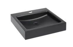 Sanela RVS Wastafels - Wastafel 40x41 Cm, Zonder Overloop, Met Kraangat, Mat Zwart SLUN 73V