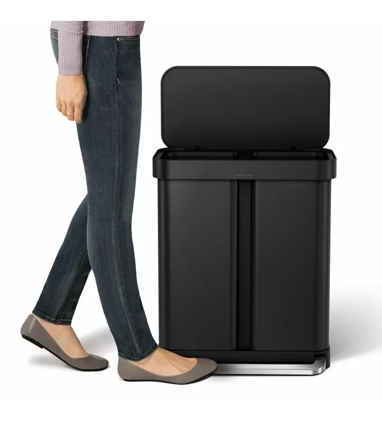 Simplehuman Afvalemmers - Afvalbak Voor Gescheiden Afval, Met Zakvak, 58 L, Matzwart CW2093 4 Simplehuman Afvalemmers - Afvalbak Voor Gescheiden Afval, Met Zakvak, 58 L, Matzwart CW2093 - Afbeelding 4