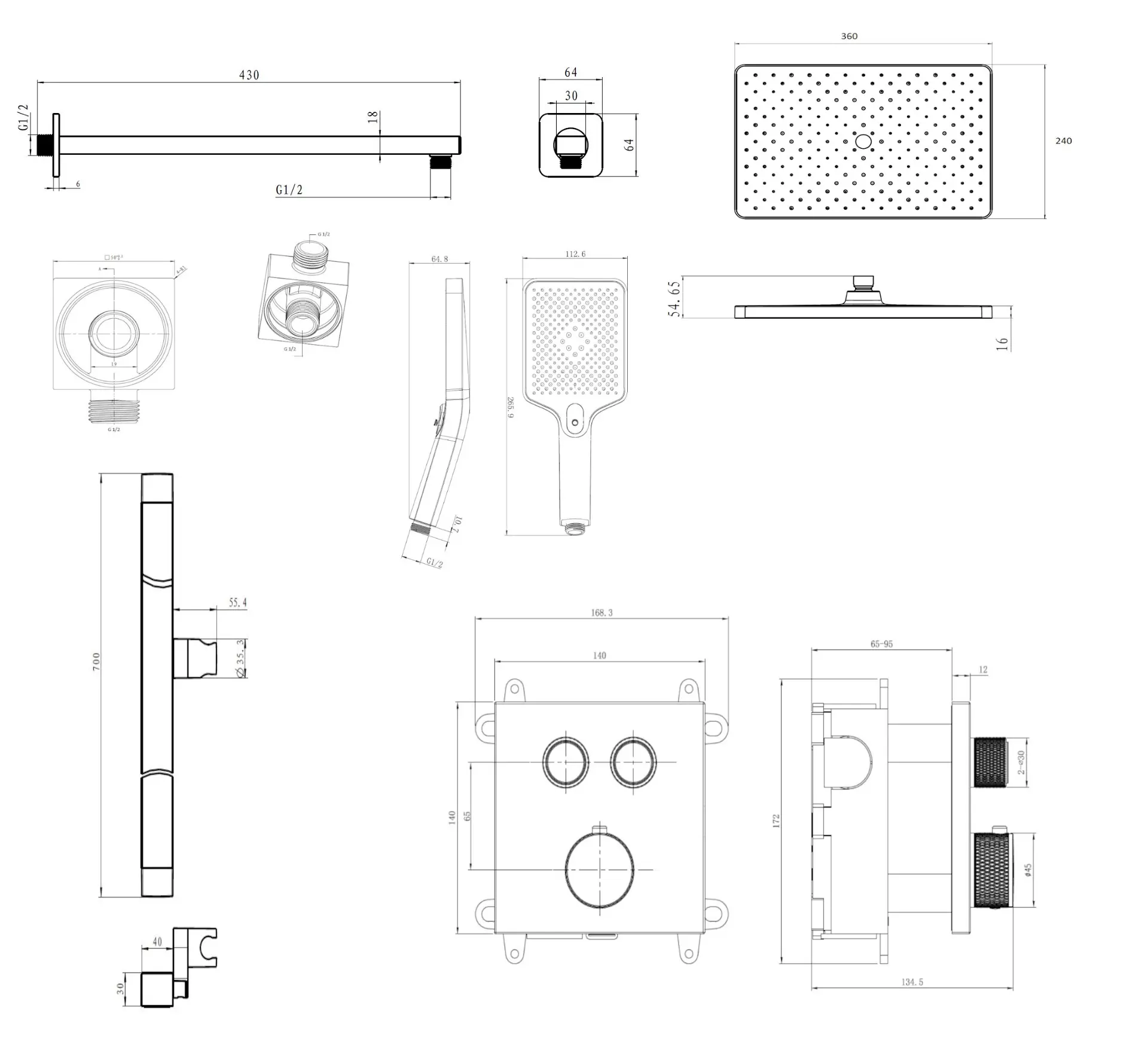 Kielle Arkas I - Thermostatisch Inbouwkraan, Voor 3 Functies, Met Accessoires En Huis, Mat Zwart 20611SPT34 2 Kielle Arkas I - Thermostatisch Inbouwkraan, Voor 3 Functies, Met Accessoires En Huis, Mat Zwart 20611SPT34 - Afbeelding 2