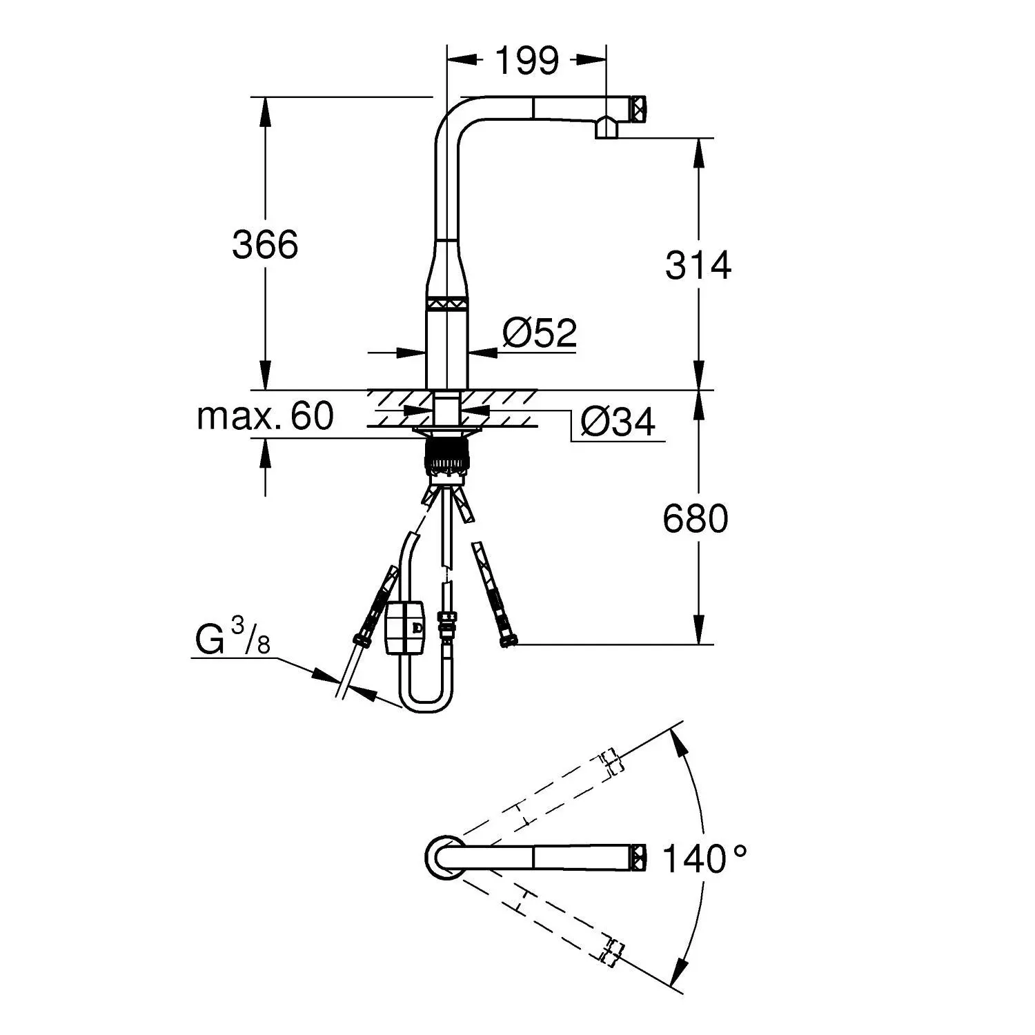 Grohe Essence SmartControl - Keukenkraan Met Sproeierkop, SmartControl, Geborsteld Cool Sunrise 31615GN0 2 Grohe Essence SmartControl - Keukenkraan Met Sproeierkop, SmartControl, Geborsteld Cool Sunrise 31615GN0 - Afbeelding 2