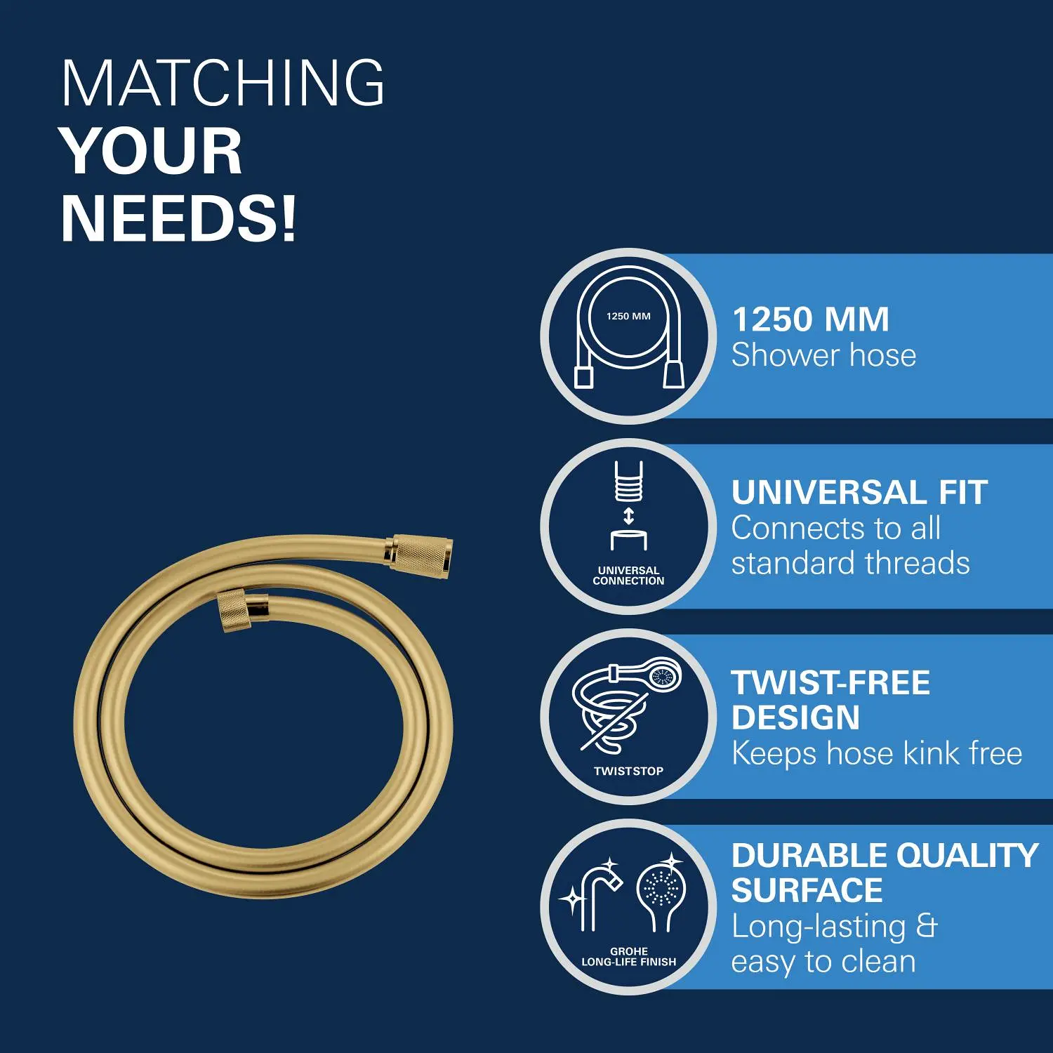 Grohe Slangen - Silverflex Doucheslang 125 Cm, Cool Sunrise 28362GL0 4 Grohe Slangen - Silverflex Doucheslang 125 Cm, Cool Sunrise 28362GL0 - Afbeelding 4