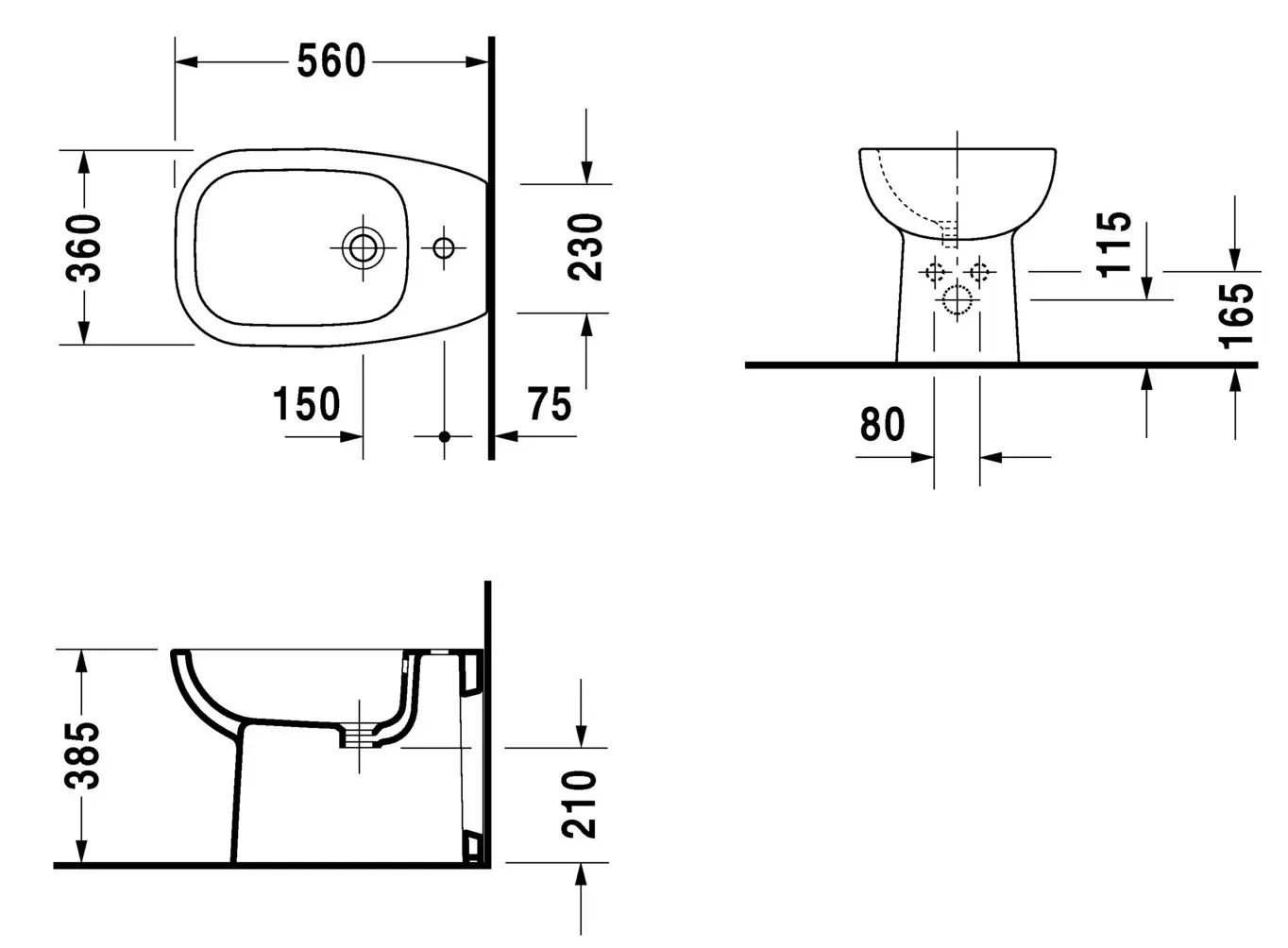 Duravit D-Code - Staande Bidet, Alpine Wit 22411000002 2 Duravit D-Code - Staande Bidet, Alpine Wit 22411000002 - Afbeelding 2