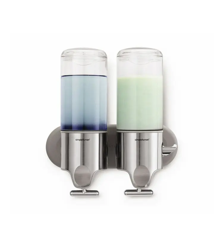 Simplehuman Badkamer Accessoires - Zeep- En Shampoo Dispenser Met Houder, 2x 444 Ml, Gebrosteld Rvs BT1028 1 Simplehuman Badkamer Accessoires - Zeep- En Shampoo Dispenser Met Houder, 2x 444 Ml, Gebrosteld Rvs BT1028