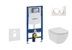 Geberit Duofix - Set Voorwandinstallatie, Toilet En Zitting Ideal Standard Tesi, Bedieningspaneel Sigma20, Rimless, SoftClose, Wit/chroom 111.300.00.5 NE4