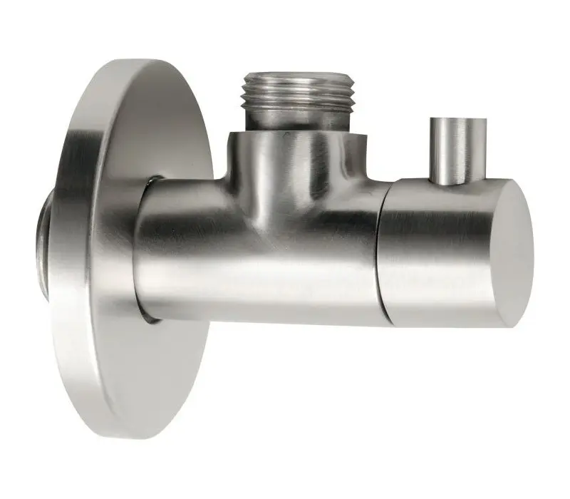 Sapho Minimal - Hoekstopkraan Met Rozet, 1/2"x 3/8" Voor Koud Water, Rvs MI058S 1 Sapho Minimal - Hoekstopkraan Met Rozet, 1/2"x 3/8" Voor Koud Water, Rvs MI058S