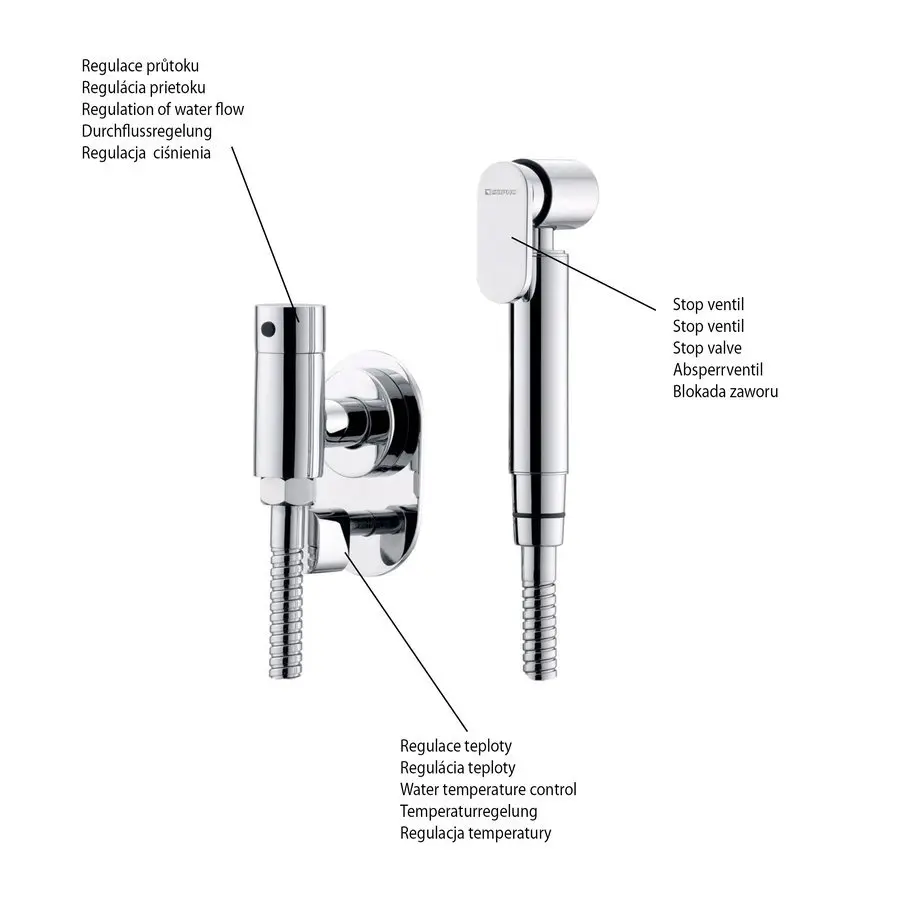 Sapho Justime - Bidetdouche Met Houder, Chroom 1209-02 7 Sapho Justime - Bidetdouche Met Houder, Chroom 1209-02 - Afbeelding 7