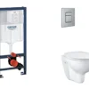 Grohe Rapid SL - Set Voorwandinstallatie, Toilet, SoftClose-zitting En Skate Cosmopolitan-bedieningsplaat, Geborsteld Roestvrij Staal SANI11BB2115